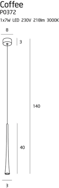 LAMPA wisząca COFFEE P0372 Maxlight metalowa OPRAWA zwis LED 7W 3000K kropla łezka drop czarna