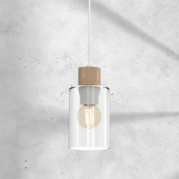 Szklana lampa wisząca Madera do holu przezroczysta biała
