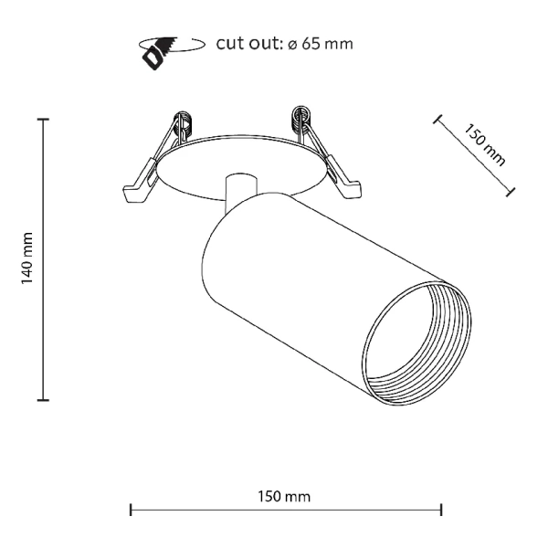 Podtynkowa lampa sufitowa Amis 10806 tubka punktowa czarny