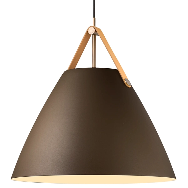 Zwisowa lampa do salonu Strap 84353009 Nordlux skandynawska brązowa