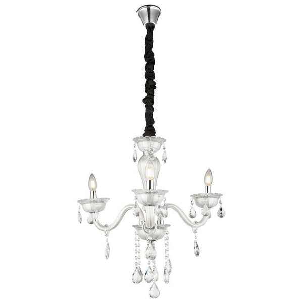 Żyrandol LAMPA wisząca TEEJAY 64118-3 Globo świecznikowa OPRAWA pałacowy zwis z kryształkami maria teresa biały