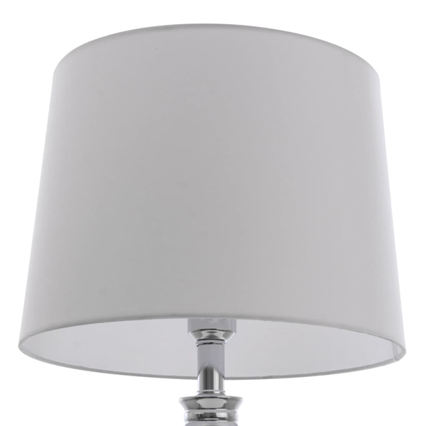 Klasyczna lampa stołowa Charlotte T01332CH-WH Cosmolight metal tkanina srebrna biała