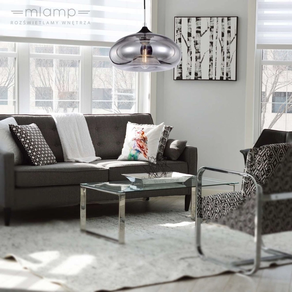 LAMPA wisząca VALIO MDM2093/1 C Italux kulista OPRAWA zwis szklany dymiony