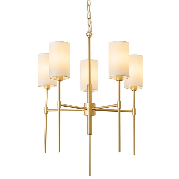 Abażurowa lampa wisząca DARLING ST-9501-5 GOLD złoty biały