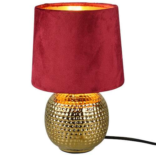 Abażurowa LAMPA stołowa EUDORA DL010-50821 RL Light stojąca LAMPKA nocna na biurko ceramiczna czerwona złota
