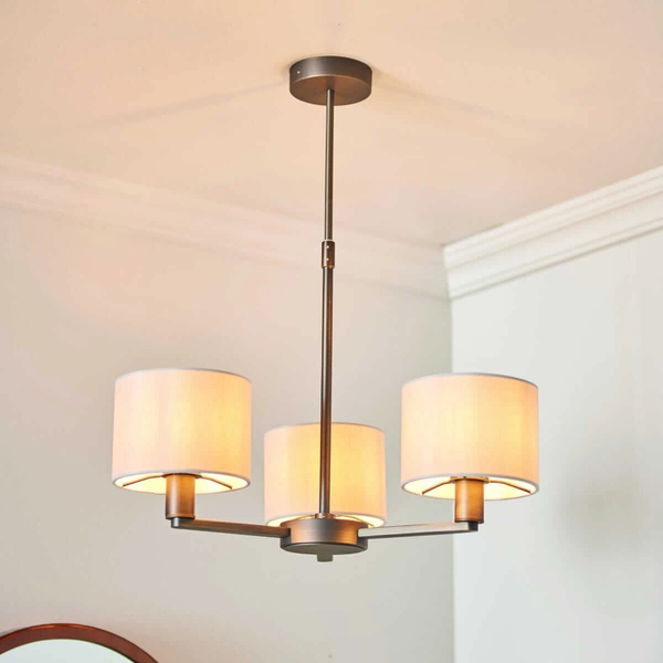 Abażurowa lampa wisząca Daley 73016 Endon do biura antyczny brąz biała