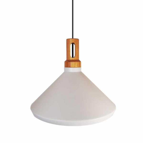 Wisząca lampa stożek Nordic Woody ST-5097B Step LED 120W drewno biała