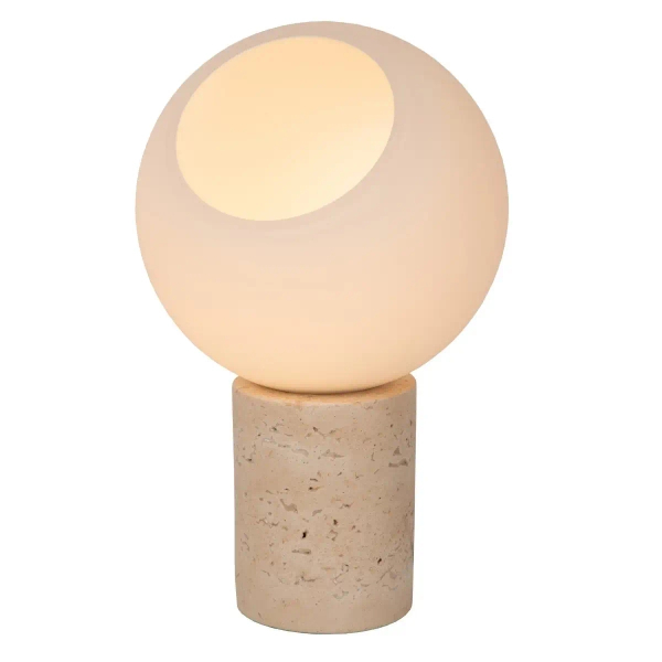 Ceramiczna lampka stołowa DAVIN 05548/01/61 szklana kula szary biały