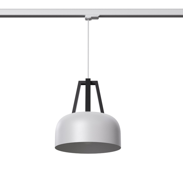 Wisząca lampa 3-fazowa CASCO MYL.00192 kopuła z żarówką biały czarny