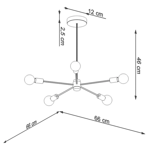 5-płomienna lampa wisząca SL.1022 czarna do sypialni sticks