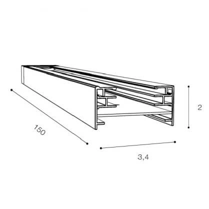 Szynoprzewód Track AZ4731 do 1-fazowego systemu metalowy czarny 1,5m