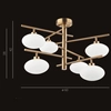 LAMPA sufitowa FIORENZO MXM3661-6 BRO+W Italux metalowa OPRAWA szklana kulista sticks cumulus mosiądz biała