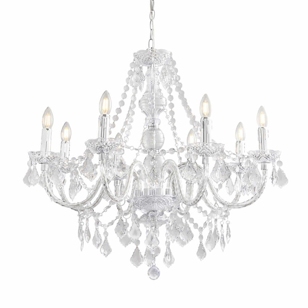 Żyrandol glamour świecznikowy Clarence 308-8CL Endon chrom przezroczysty