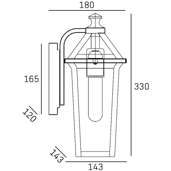 Ścienny kinkiet latarnia Zurich W01609BK Cosmolight szklany IP23 czarny