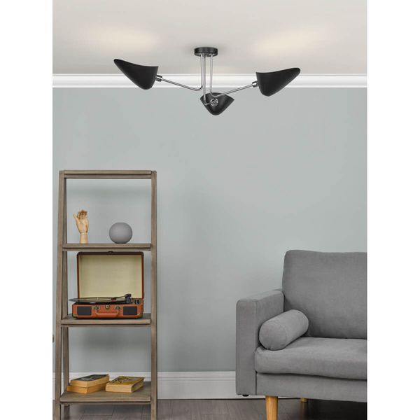 Sufitowa lampa metalowa Sebastian SEB0322 do salonu potrójna czarna