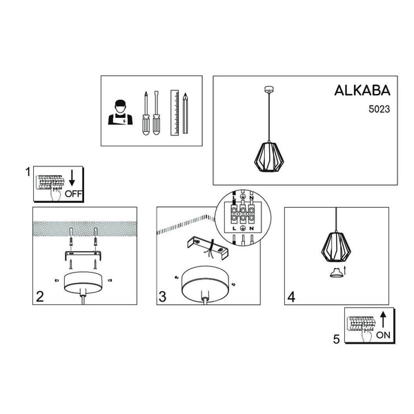 Lampa wisząca Alkaba 5023 Shilo tuba klatka regulowana czarny
