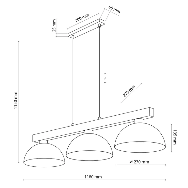 Skandynawska lampa wisząca Oslo 3253 TK Lighting potrójna drewniana