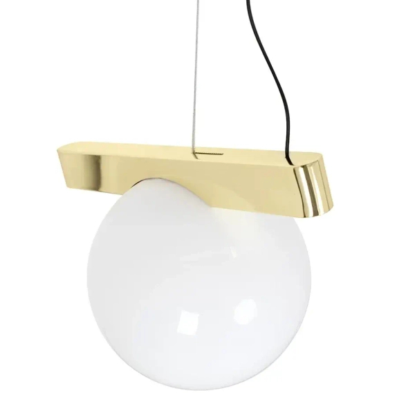 Okrągła lampa wisząca BALANCE MSE1501100553 kula biała złota