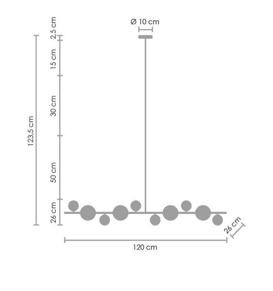 Wisząca lampa molekuły Milky drop SMP0097-10 Step na listwie kule złota