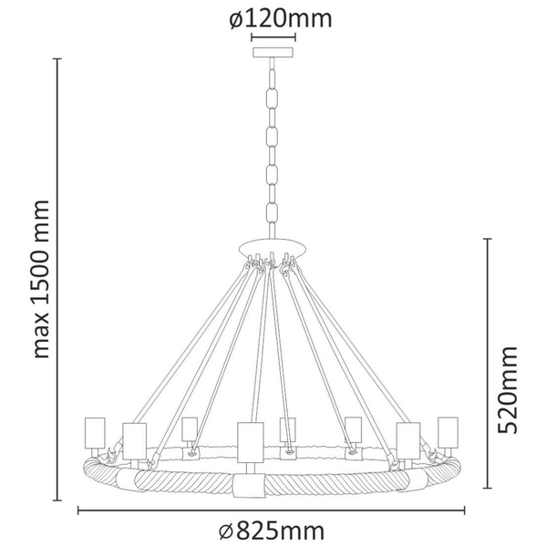 Marynistyczna LAMPA wisząca ROPE ARTHUR 307927 Il mio rustykalna OPRAWA świecznikowa ŻYRANDOL pierścień sznur beżowy findlay