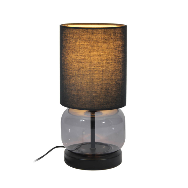 Szklana lampka nocna Dorme TB-63748-BL-SG Italux abażur czarny grafitowy