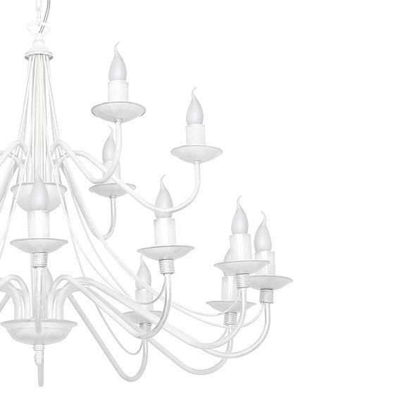 Pałacowa lampa wisząca Róża 397S Aldex żyrandol biały 18-ramienny