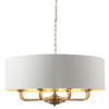 Zwis regulowany Highclere 98938 Endon vintage abażur biały mosiądz