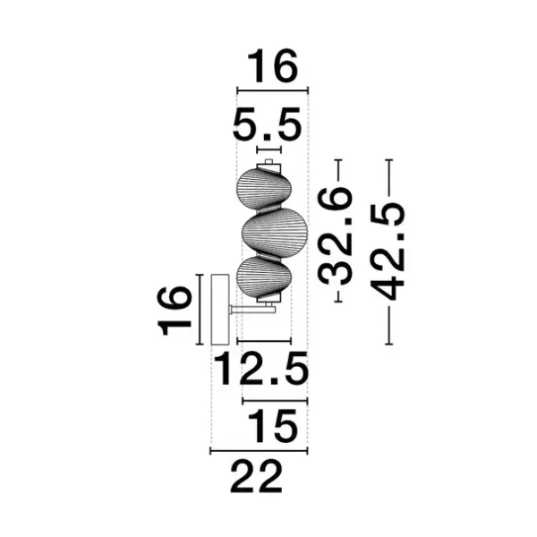 Potrójna lampa ścienna TANVERA LE45205 LED 18W 3000K szklana złoty