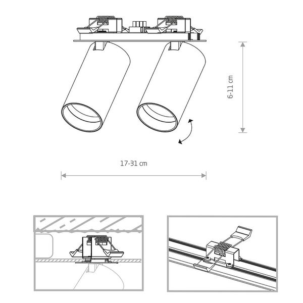 Czarny plafon kierunkowy Mono 7690 metalowe reflektorki do kuchni