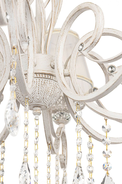 Pałacowa lampa wisząca Grace ARM247-10-G crystal biała
