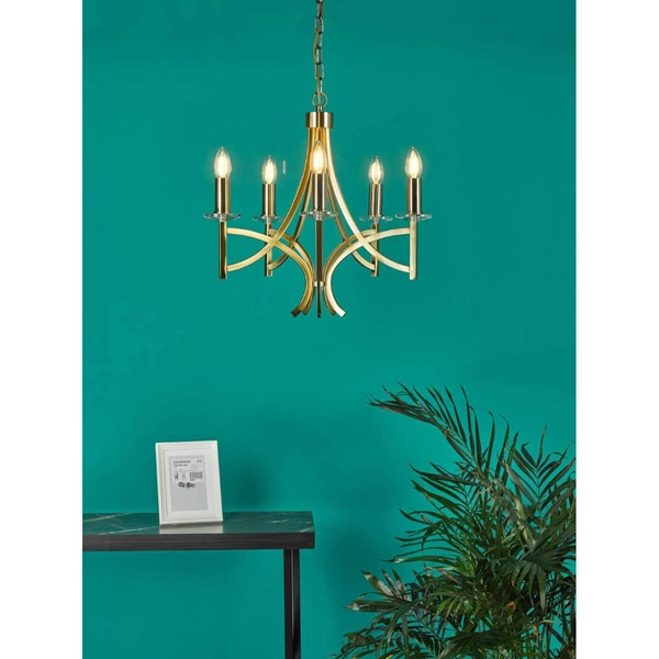 Żyrandol nad stół Lyon LYO0575 Dar Lighting kryształ mosiądz