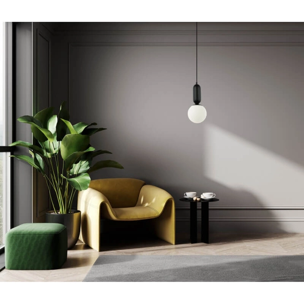 Nowoczesna lampa wisząca Aldeva ball do holu czarna biała