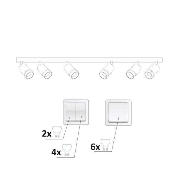 Sufitowo-ścienna lampa do salonu Paris 322319 regulowane tubki białe