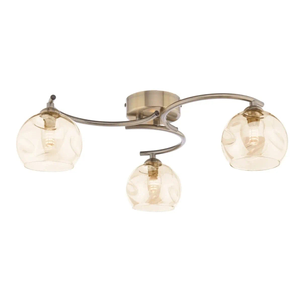Potrójna sufitowa lampa Nakita NAK5375-16 kule szklane mosiądz