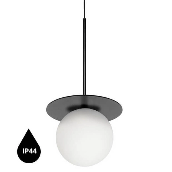 Łazienkowa lampa wisząca Borra BRB122PS0 kulista IP44 biała czarna