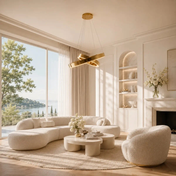 Lampa wisząca art deco CIRCLE DN924-40+60 złota metalowa akrylowa LED 53W 3000K do jadalni