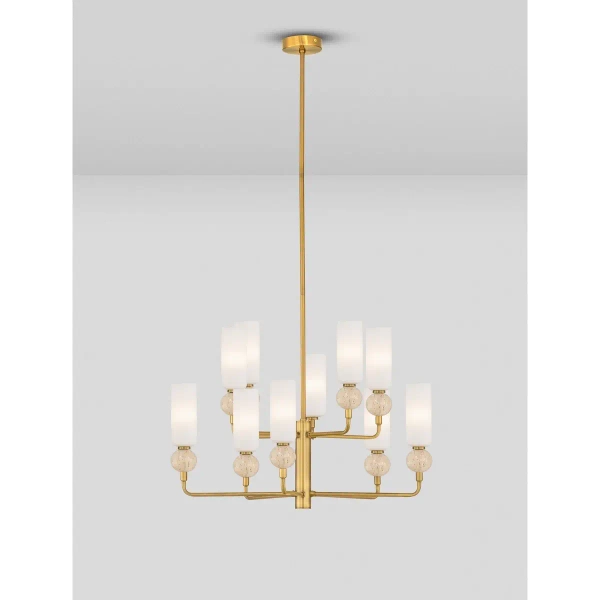 Metalowy żyrandol glamour CORVIZO LE45277 do salonu złoty biały