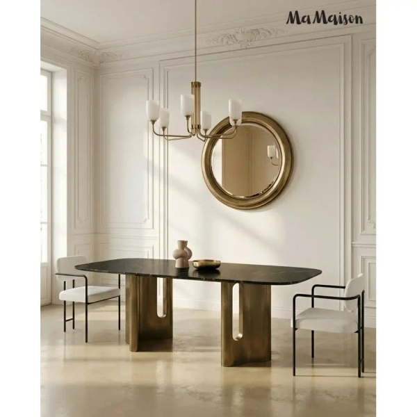 Stół ESSENZA MM001501100385 czarny złoty dekor marmuru metal 240x120cm