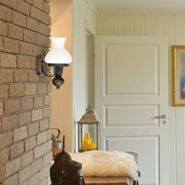 Rustykalna LAMPA kinkiet PETRONEL 7077 Rabalux vintage OPRAWA ścienna orzech biała rustic