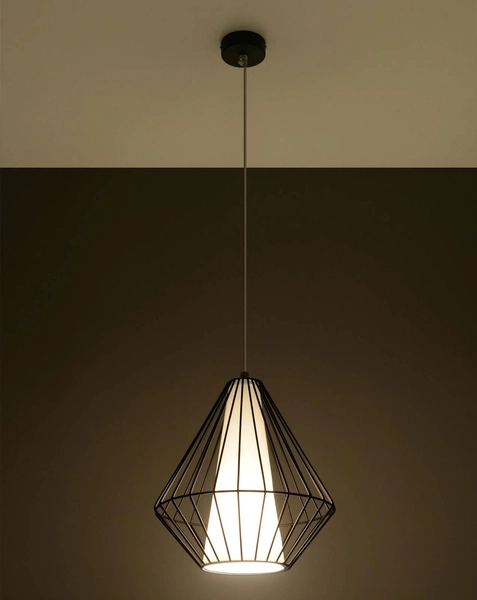 Industrialna LAMPA wisząca SL.0298 druciana OPRAWA zwis drut metalowy klatka skeleton czarny