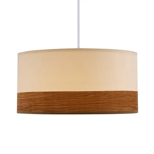 Wisząca lampa nad stół Bianco 31-17536 materiałowa biały drewniany