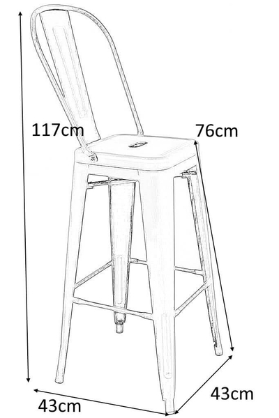 Krzesło barowe Tower Big Back KH010100967 do kuchni szare