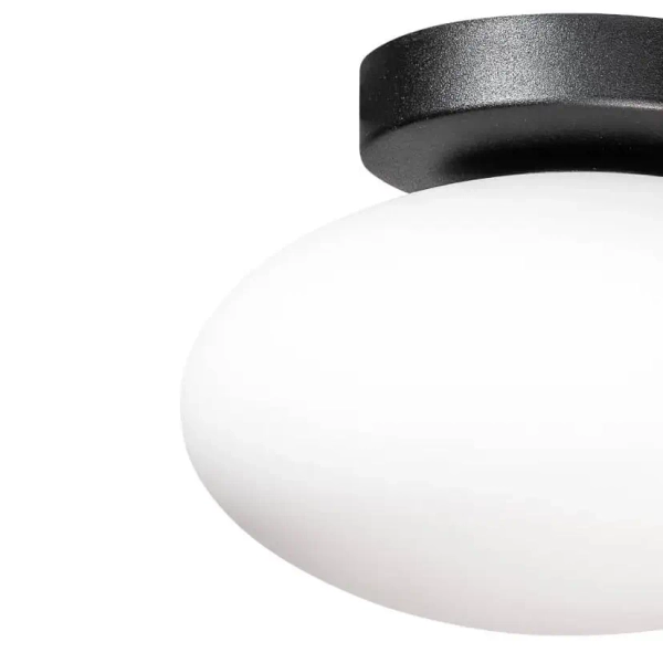 Owalna lampa sufitowa Omi 1186 Zumaline szklana czarna biała