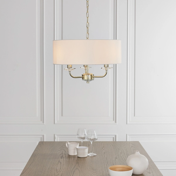 Wisząca lampa Nixon 70560 Endon z abażurem mosiądz ecru