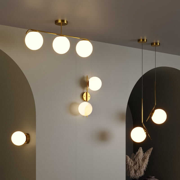 Lampa wisząca HERMI ABR-KMT-B Abruzzo do jadalni kula złota biała