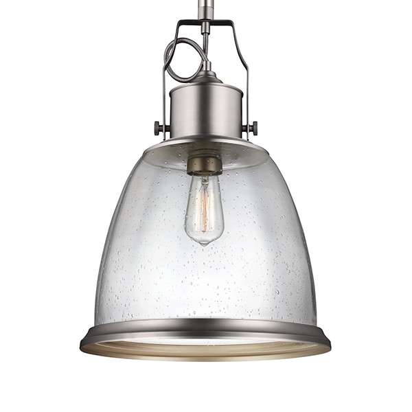 Wisząca LAMPA rustykalna FE-HOBSON-P-L-SN Elstead FEISS loftowa OPRAWA szklana ZWIS hygge nikiel przezroczysty