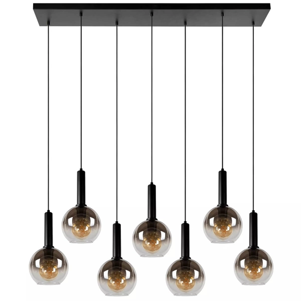 Wisząca lampa Marius kaskada nad stół czarna przydymiona