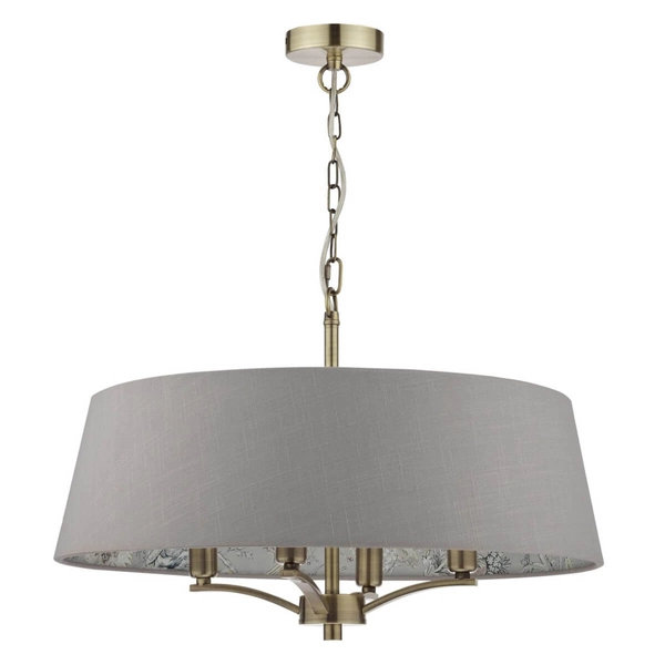 Regulowana lampa wisząca Birch BIR0429-EH Dar Lighting owalna motyw roślinny mosiężny