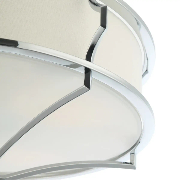 Sufitowa LAMPA abażurowa Stesso PL Cromo M Orlicki Design okrągła OPRAWA plafon w stylu klasycznym biały kremowy