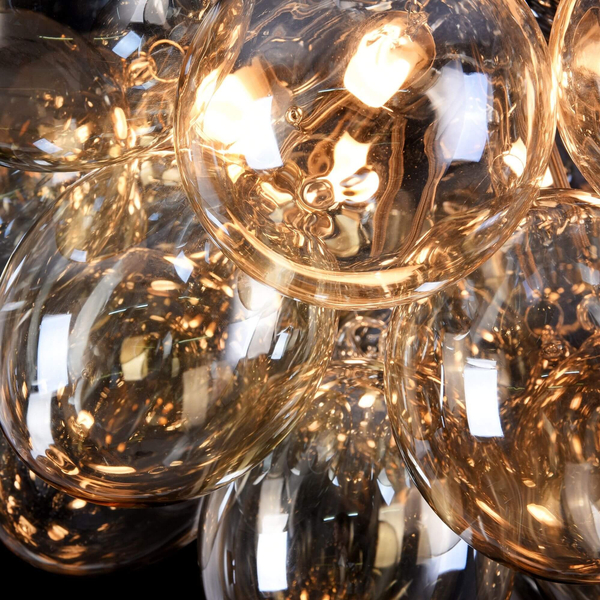 Plafon LAMPA modernistyczna BALBO MOD112CL-08G Maytoni sufitowa OPRAWA plafoniera szklana kule molekuły koniak